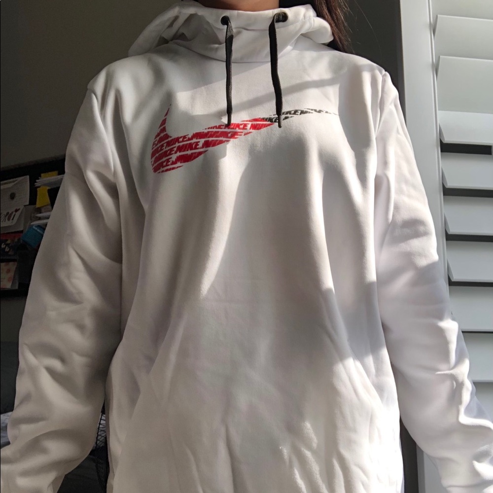 nike fleece lined white hoodie
